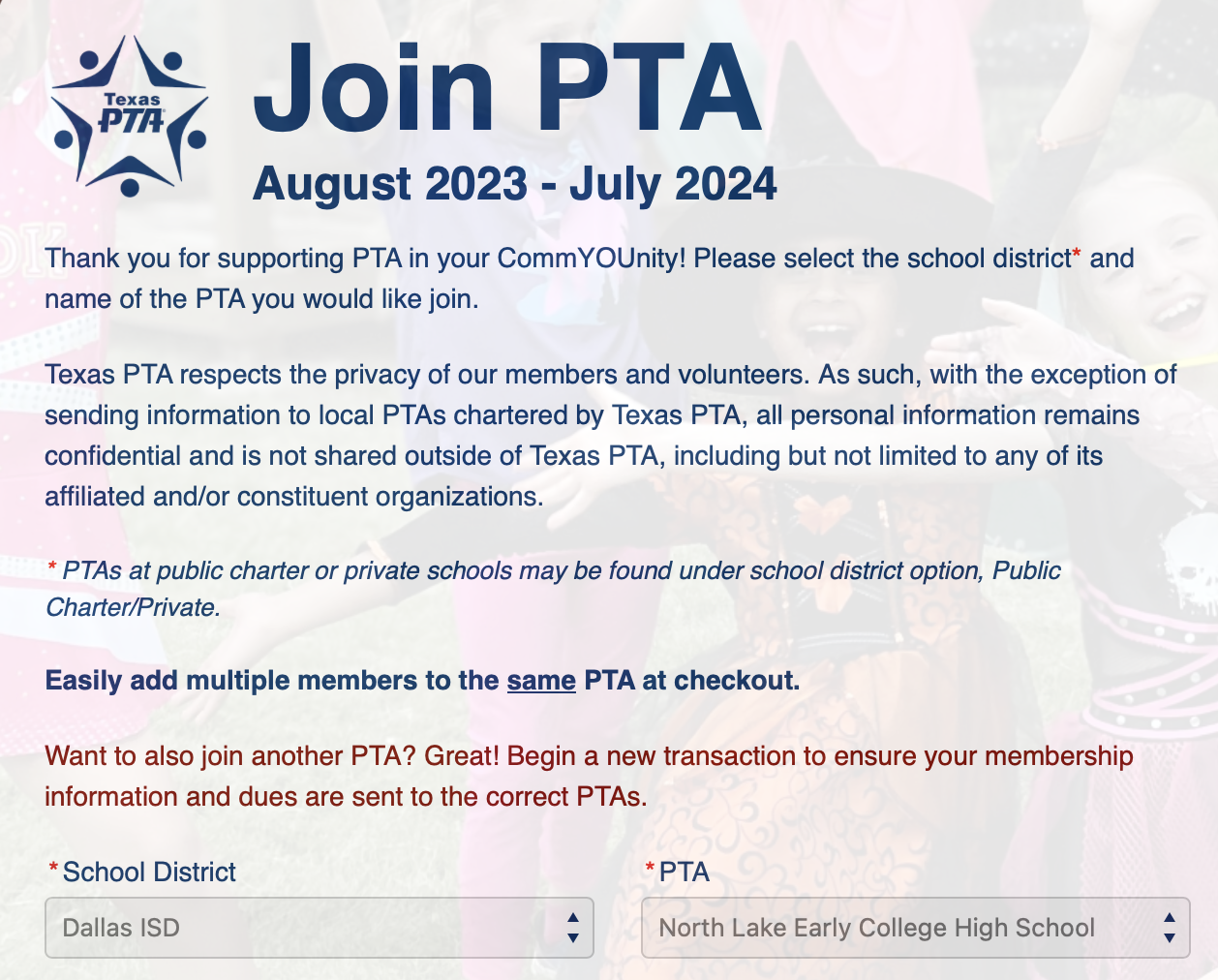  PTSA Sign Up Form